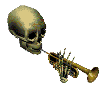 Skeleton playing a trumpet